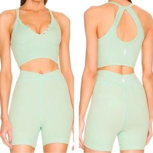 FP Movement Free Throw Short Turquoise Mint Ribbed Workout Shorts